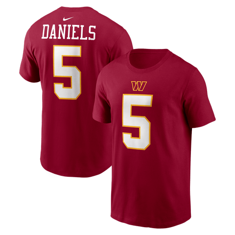 Men's Nike Jayden Daniels Burgundy Washington Commanders Name & Number T-Shirt