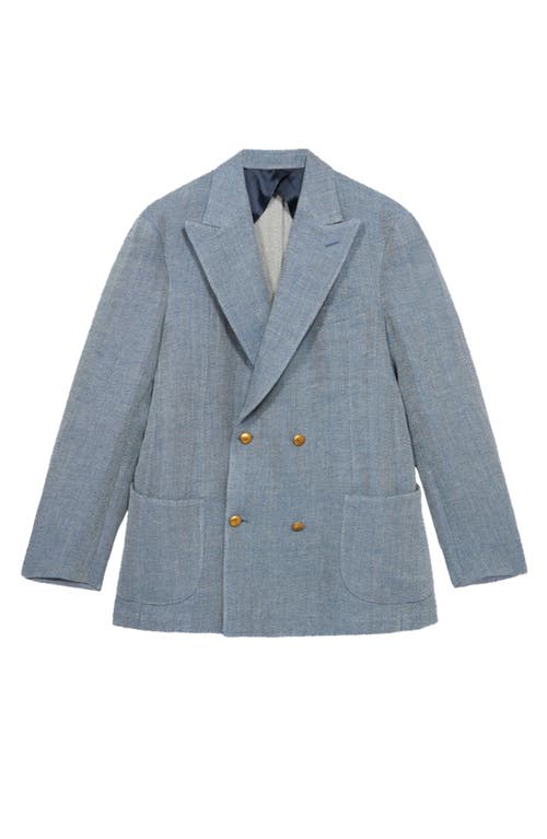 Fortela David Double-breasted Linen Blend Jacket In Blue