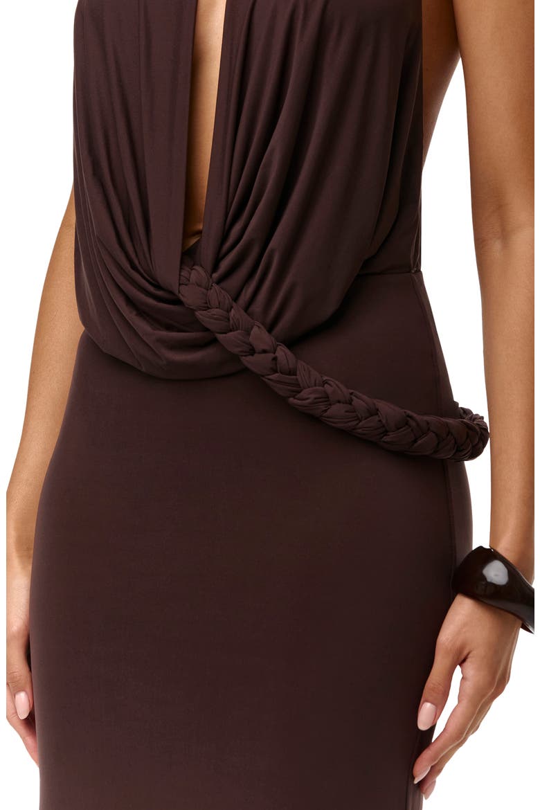 Deep Plunge Open Back Maxi Dress, Alternate, color, DARK CHOCOLATE