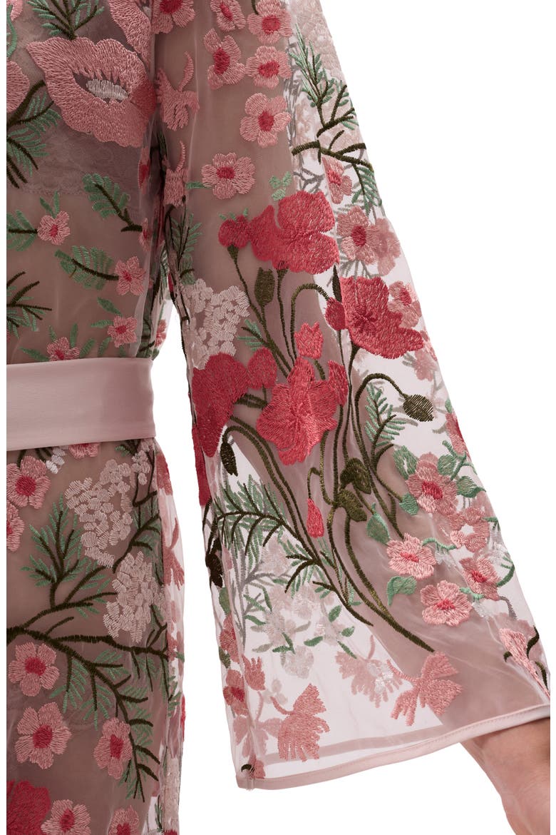 Bouquet Embroidered Tie Waist Cover-Up Robe, Alternate, color, BOUQUET