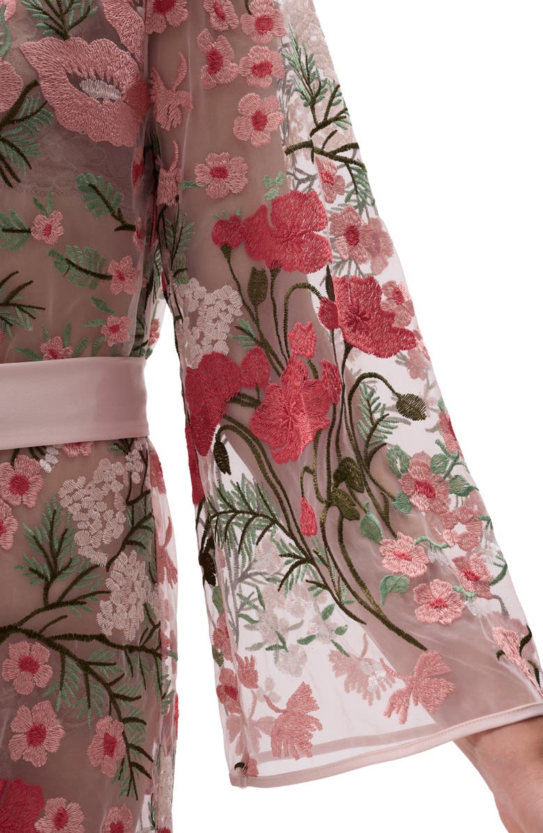 Rya Collection Bouquet Embroidered Tie Waist Cover-Up Robe, Alternate, color, Bouquet