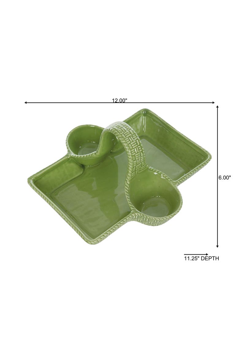 Ceramic Strawberry Basket Tray for Home Decor Spring Decorative Trays and Platters Ceramic, Alternate, color, Green