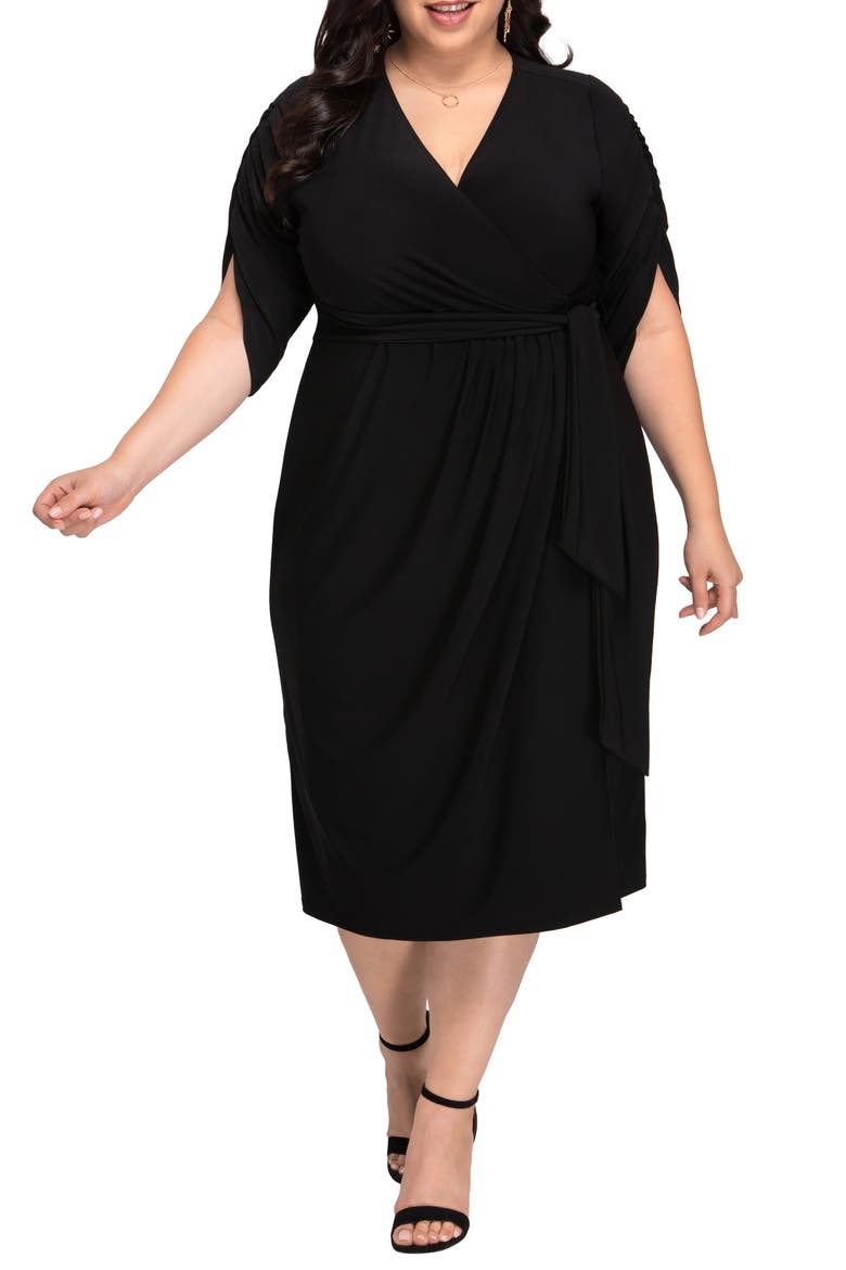 Eden Faux Wrap Dress, Main, color, BLACK NOIR