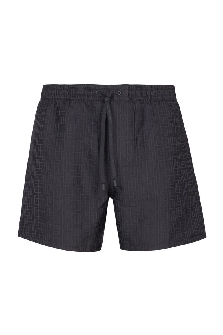 Monogrammed swim shorts, Alternate, color, black