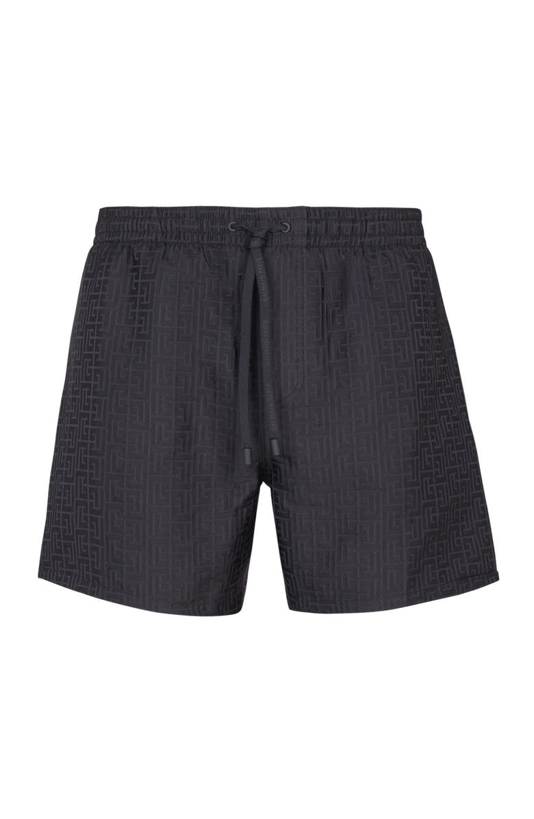 Balmain Monogrammed swim shorts, Alternate, color, Black
