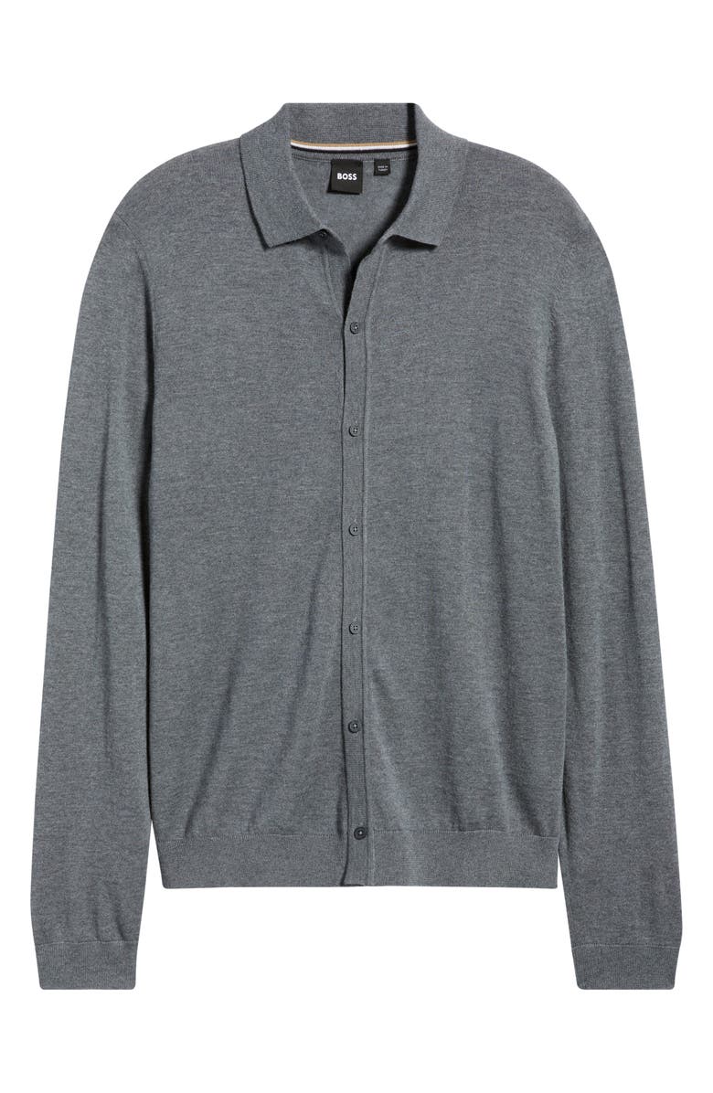 BOSS Helbert Wool Cardigan, Alternate, color, Medium Grey