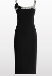 Jenny Packham Lucy Crystal-Embellished Bow Midi Dress