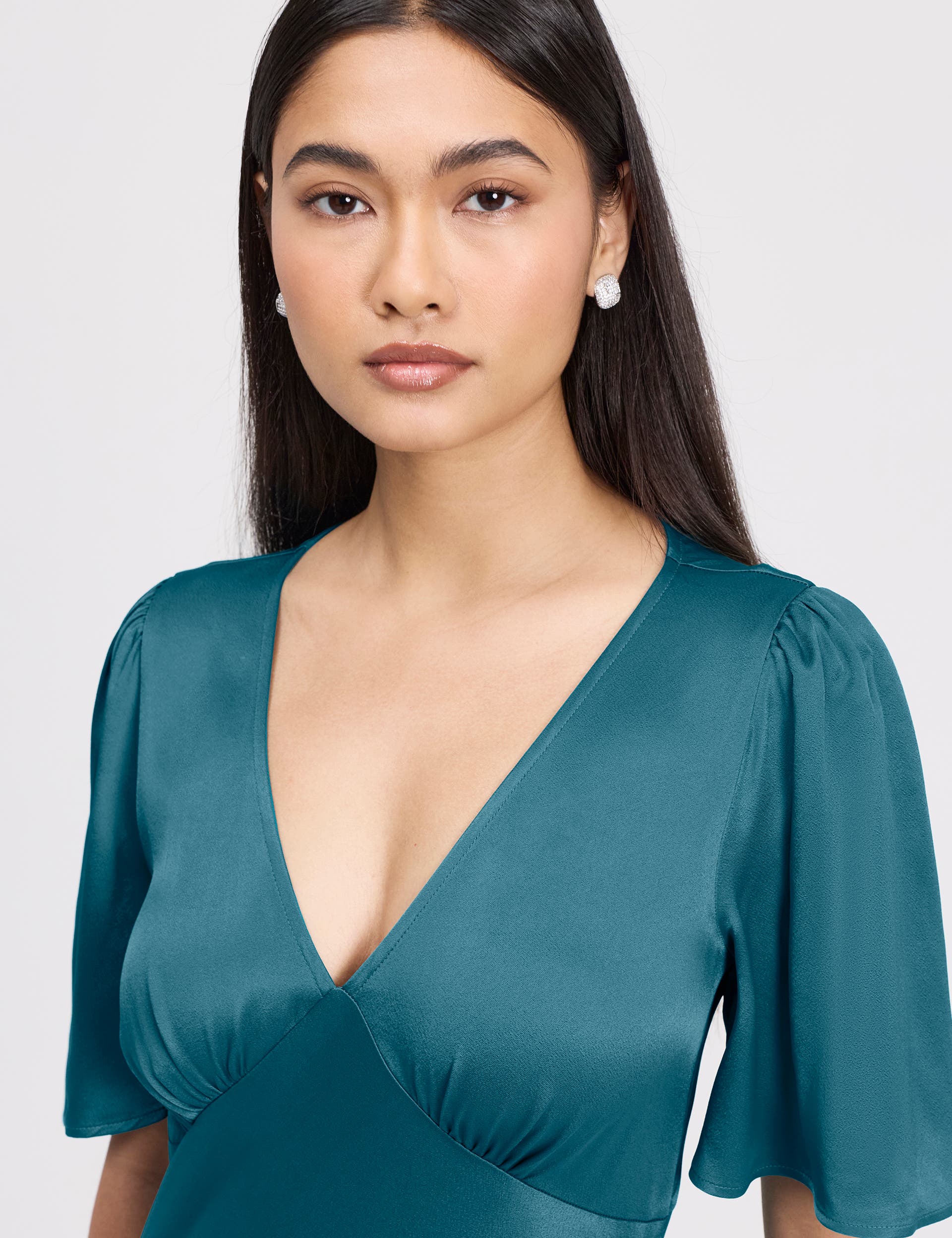 bhldn arabella tendril-sleeve satin maxi dress BHLDN By Anthropologie Arabella Tendril-Sleeve Dress Women's Size XS