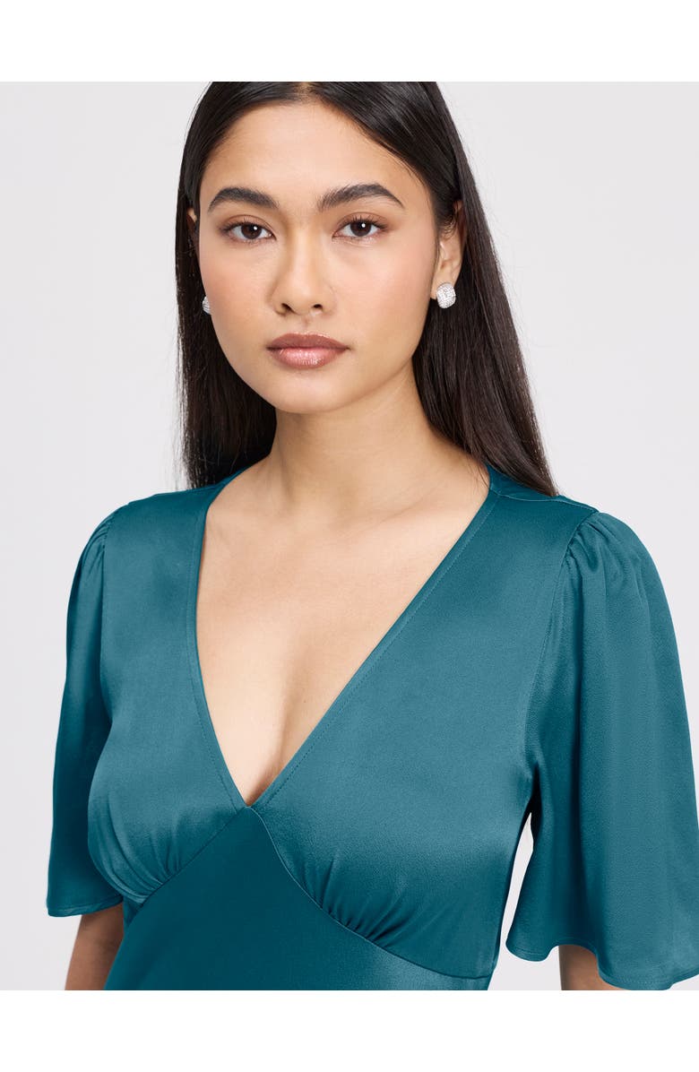 Ghost London Arabella Angel Sleeve Satin Maxi Dress, Alternate, color, Emerald