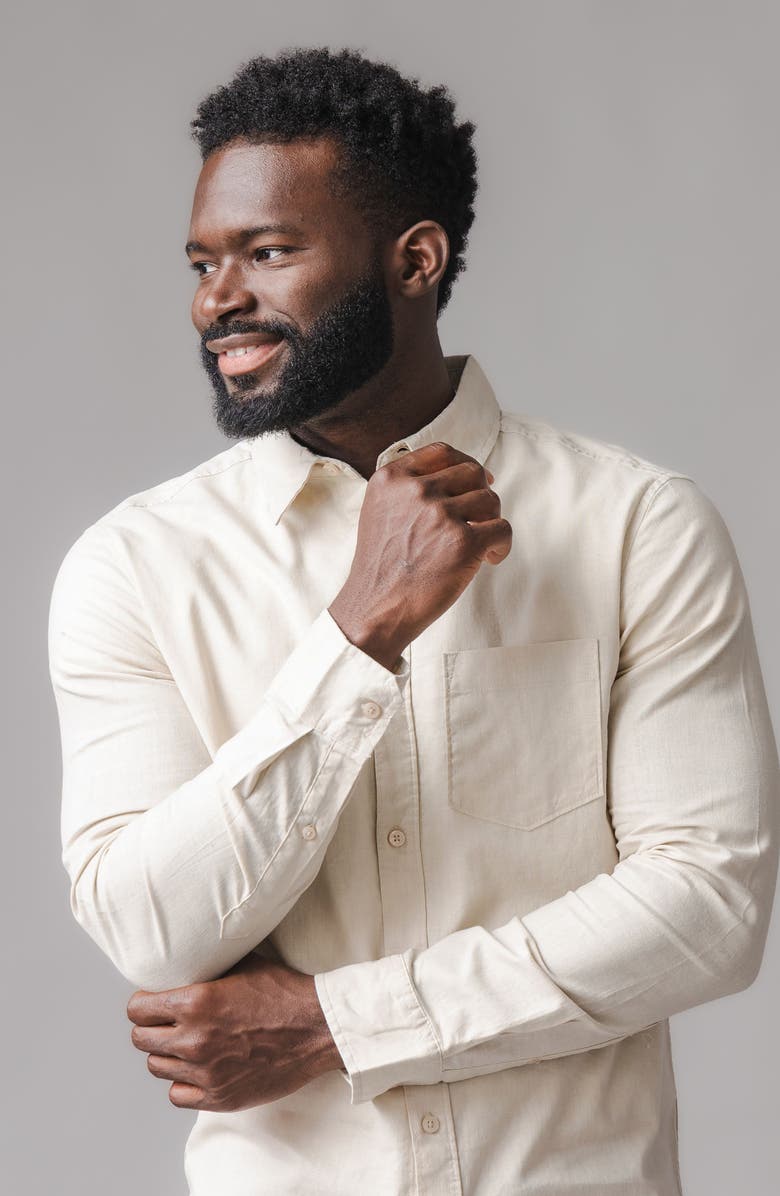 Hope & Henry Long Sleeve Solid Linen Shirt, Alternate, color, Sand Linen