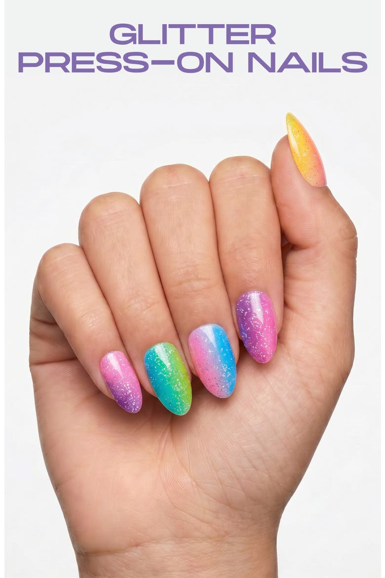 Kids' Rainbow 24-Piece Press-On Nails Set, Alternate, color, OPEN MISCELLANEOUS