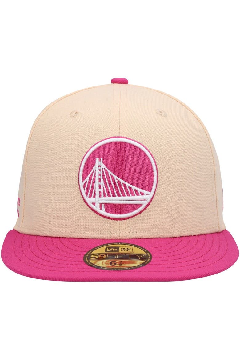 Men's New Era Orange/Pink Golden State Warriors Passion Mango 59FIFTY Fitted Hat, Alternate, color, Orange