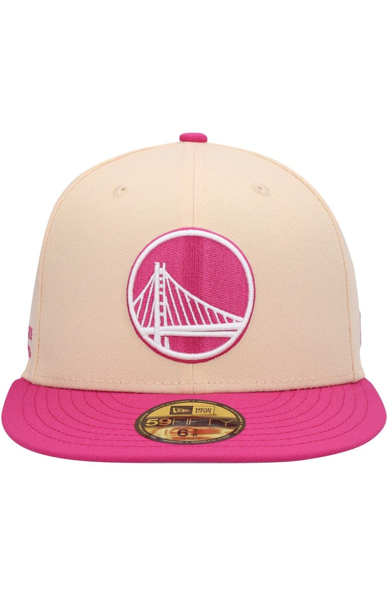 New Era Men's New Era Orange/Pink Golden State Warriors Passion Mango 59FIFTY Fitted Hat, Alternate, color,