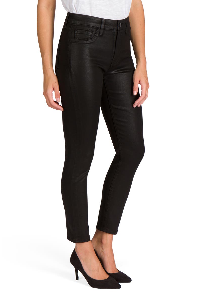 JEN7 Coated High Waist Ankle Skinny Jeans, Alternate, color, BLACK