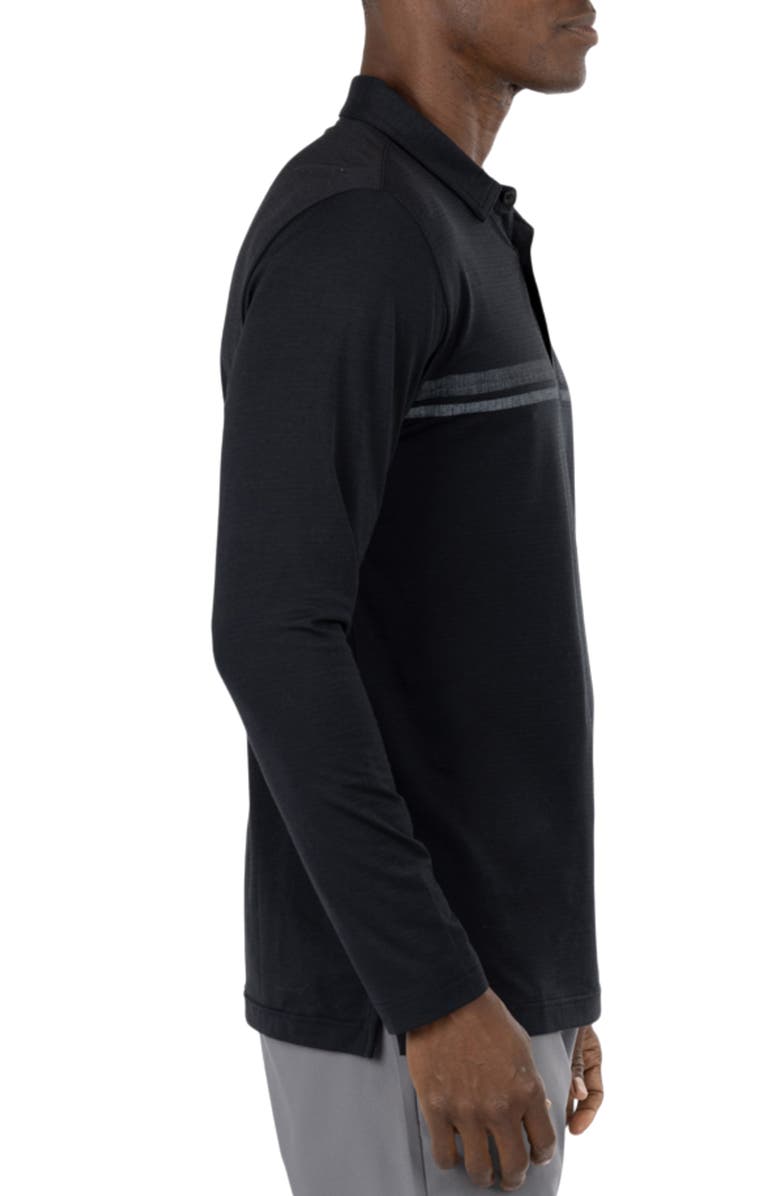 TravisMathew Heater 2.0 Stretch Long Sleeve Golf Polo, Alternate, color, Black