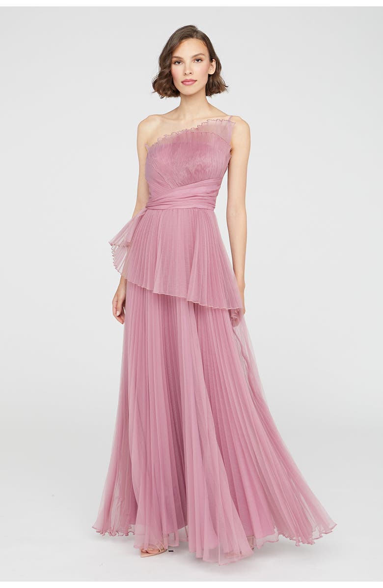 Theia Delphine Pleated Organza Gown, Alternate, color, Dusk