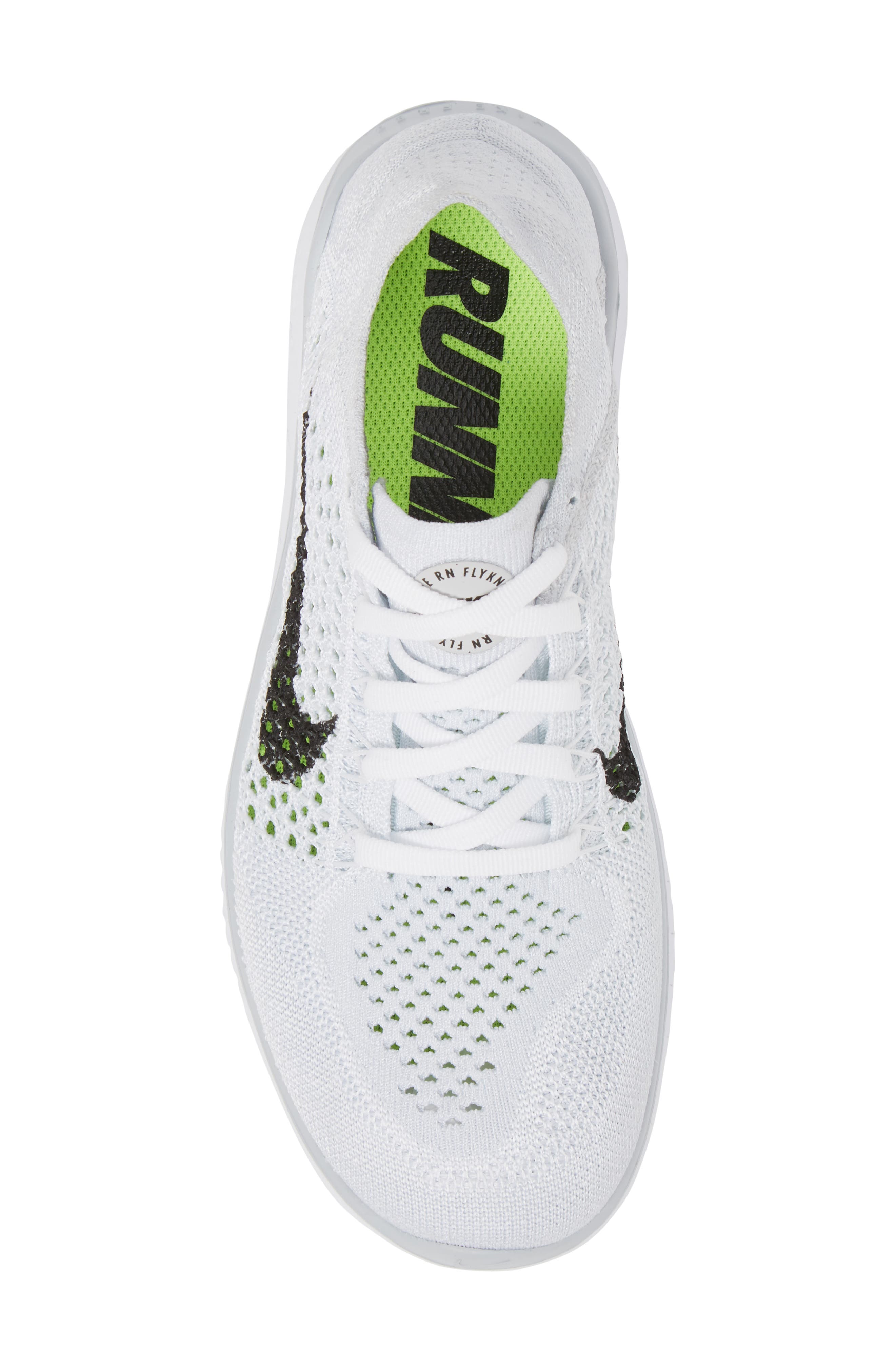 Free RN Flyknit 2018 Running Shoe, Alternate, color, WHITE/ BLACK/ PURE PLATINUM