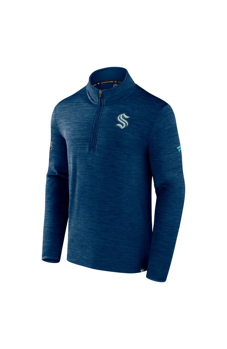 FANATICS Men's Fanatics Branded Deep Sea Blue Seattle Kraken Authentic Pro Quarter-Zip Pullover Top, Alternate, color, Heather Navy