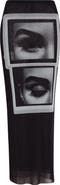 Jean Paul Gaultier Re-Edition Eyes & Lips Print Mesh Maxi Skirt