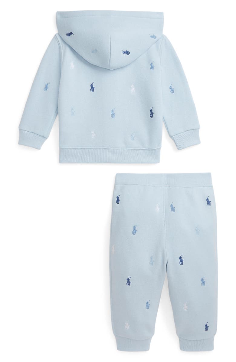 Ralph Lauren Magic Allover Embroidered Fleece Hoodie & Pants Set, Alternate, color, Blue