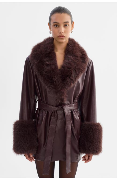 Lamarque Rosabella | Recycled Leather Mid-length Coat In Brown