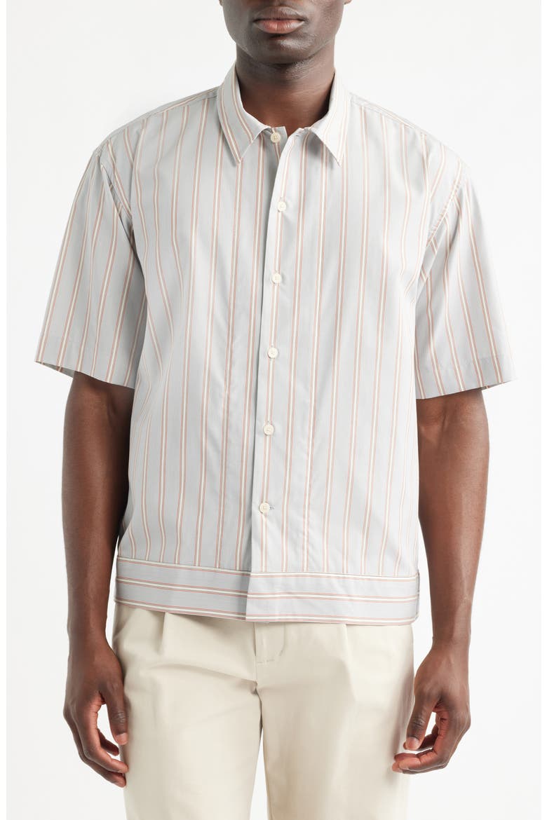 Reed 5322 Stripe Short Sleeve Pima Cotton Poplin Button-Up Shirt, Main, color, RED STRIPE