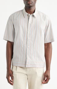 NN07 Reed 5322 Stripe Short Sleeve Pima Cotton Poplin Button-Up Shirt