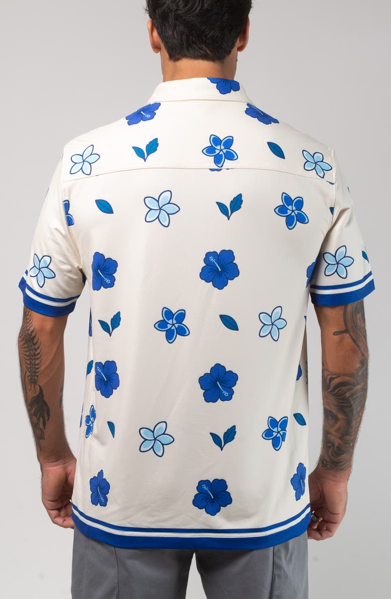 VAST Aqua Terra Floral Dream Tech Short Sleeve Performance Button-Up Shirt, Alternate, color, Sand Multi