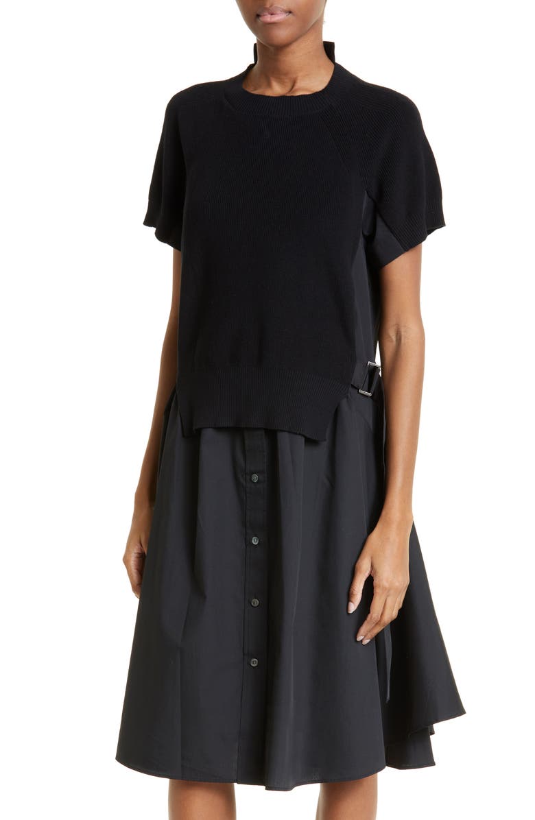 Sacai Mixed Media Shirtdress, Alternate, color, 