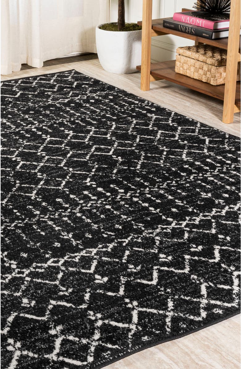 JONATHAN Y Moroccan HYPE Boho Vintage Diamond Area Rug, Alternate, color, Black/Ivory