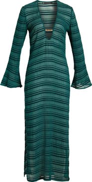 ViX Paula Hermanny Solid Cali Stripe Midi Cover-Up Dress