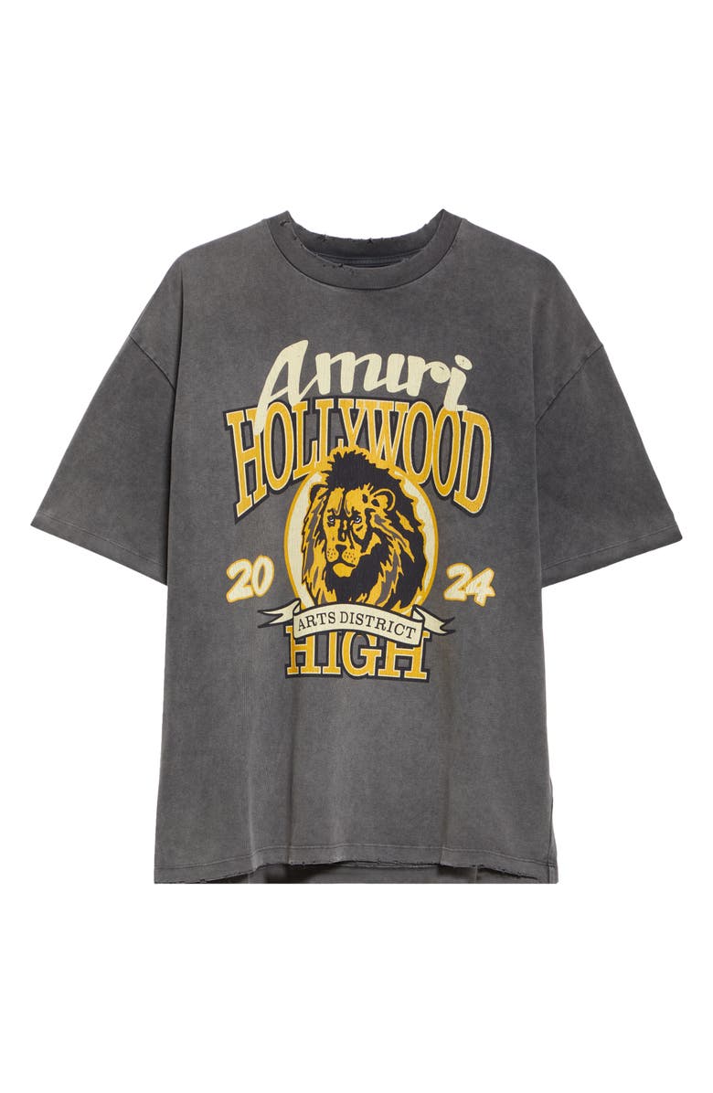AMIRI High Lion Distressed Cotton Graphic T-Shirt, Alternate, color, Dark Grey
