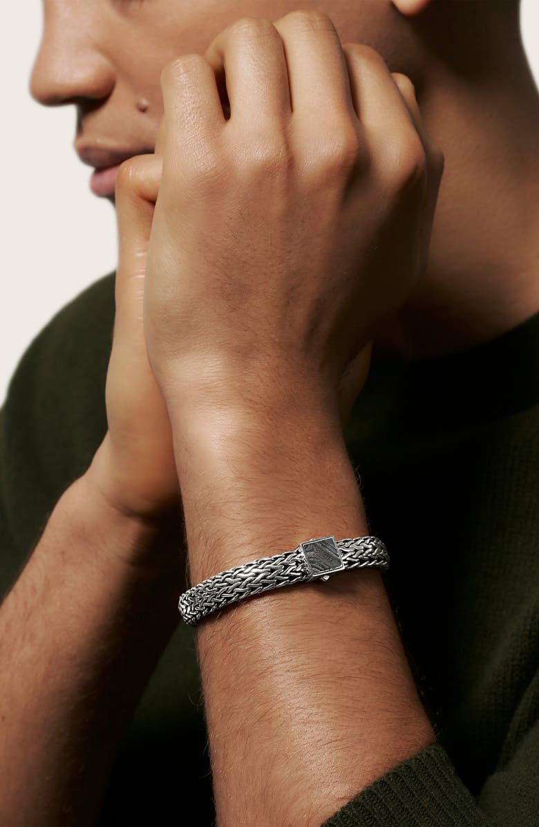 John Hardy Men's Classic Chain Large Flat Chain 11mm Bracelet with Damascus Steel, Alternate, color, 