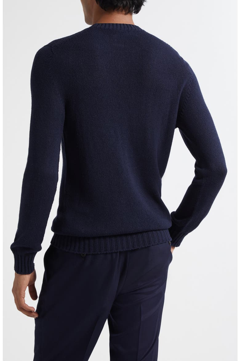 Bourette Silk Crewneck Sweater, Alternate, color, NAVY