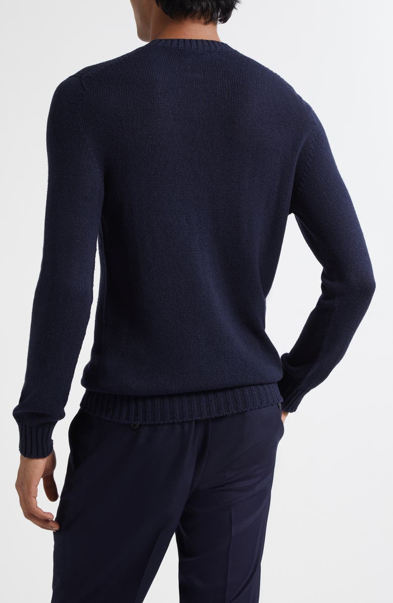 Thom Sweeney Bourette Silk Crewneck Sweater, Alternate, color, Navy