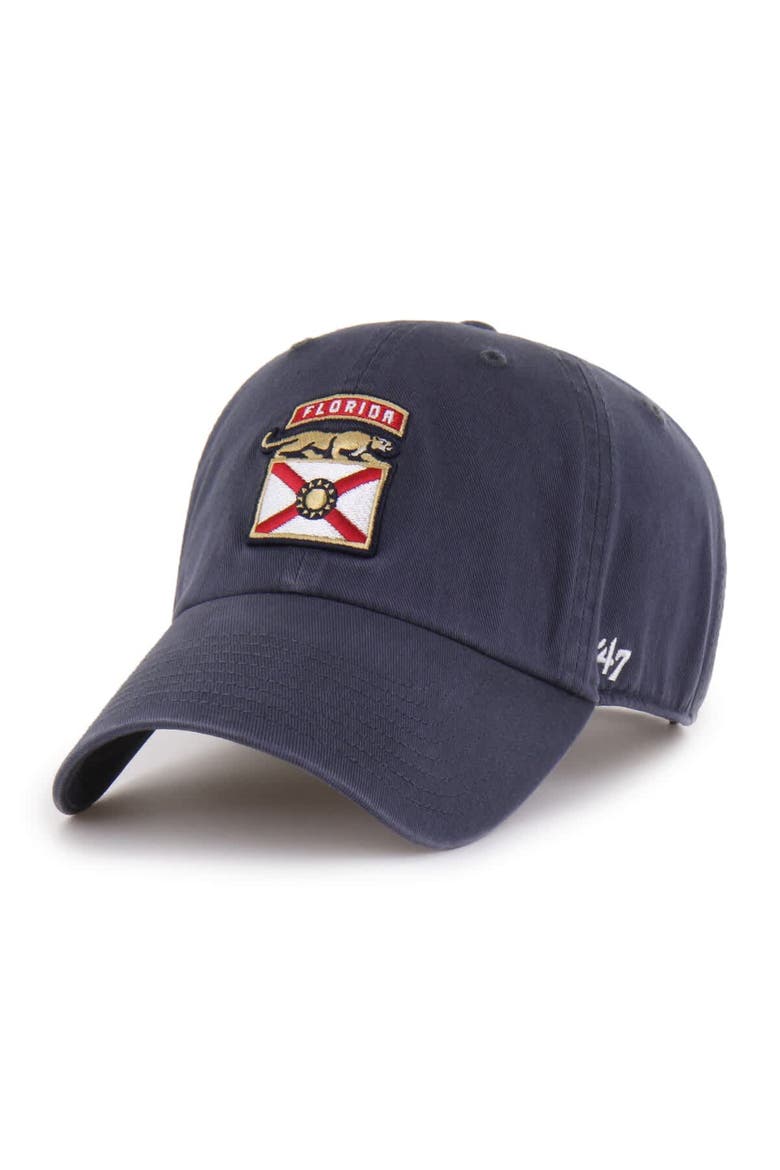 Men's '47  Navy Florida Panthers Alternate Logo Clean Up Adjustable Hat, Main, color, Navy