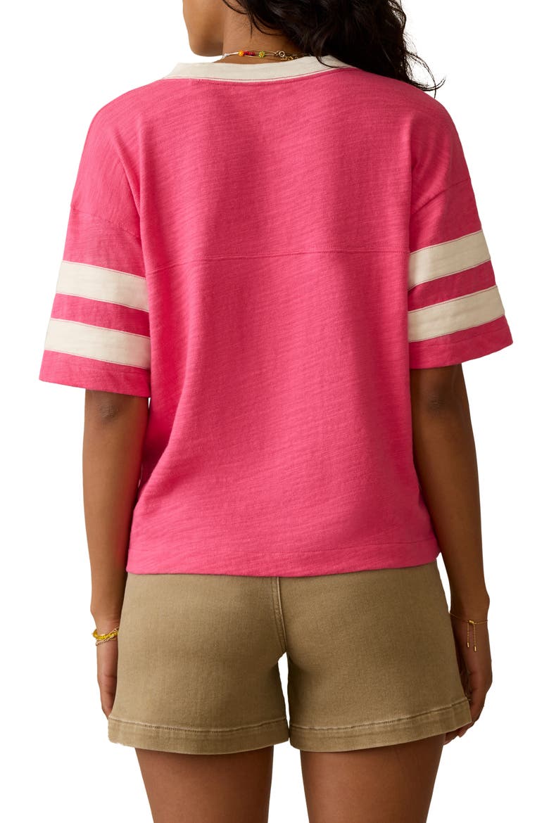 Varsity Stripe Organic Cotton T-Shirt, Alternate, color, HOT PINK VARSITY