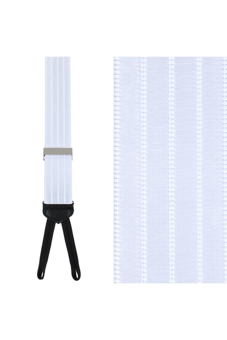 Jefferson Brushed Pinstripe Elastic Formal End Suspenders, Main, color, White