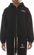 Cult of Individuality Imitation Pearl Embellished Zip-Up Graphic Hoodie