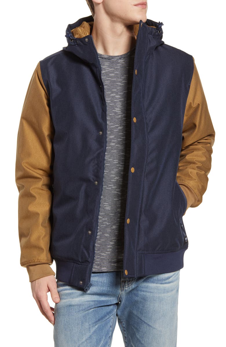 Vans Wells Water Repellent Varsity Jacket, Main, color, 