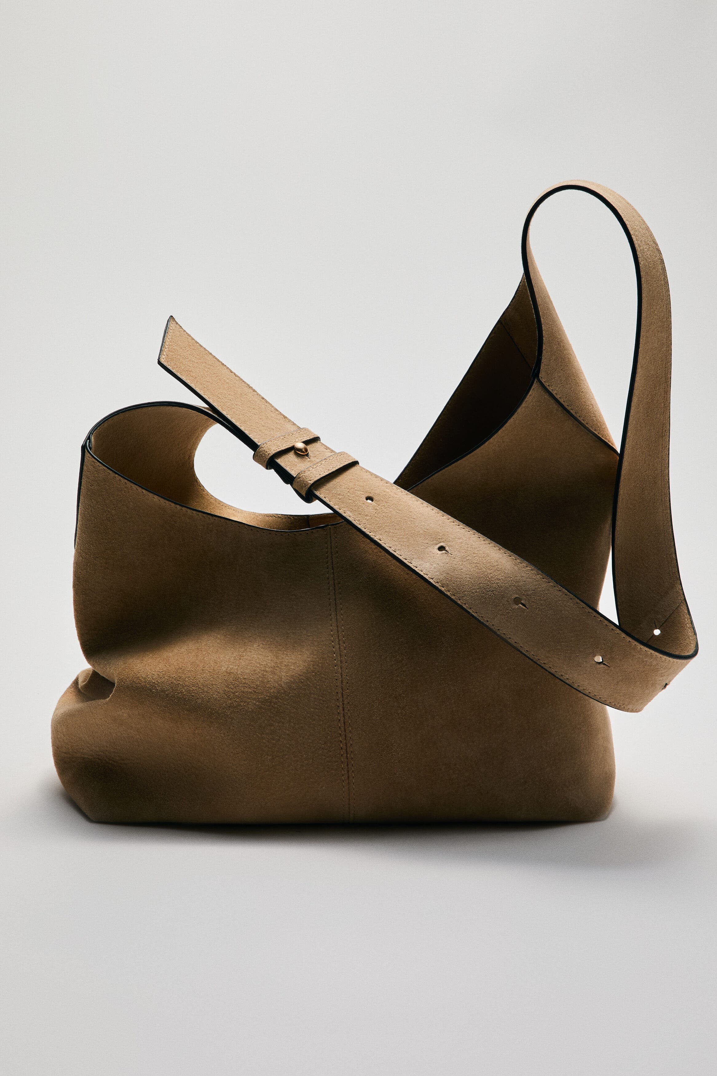 H&M Suede Shoulder Bag, Alternate, color, Beige