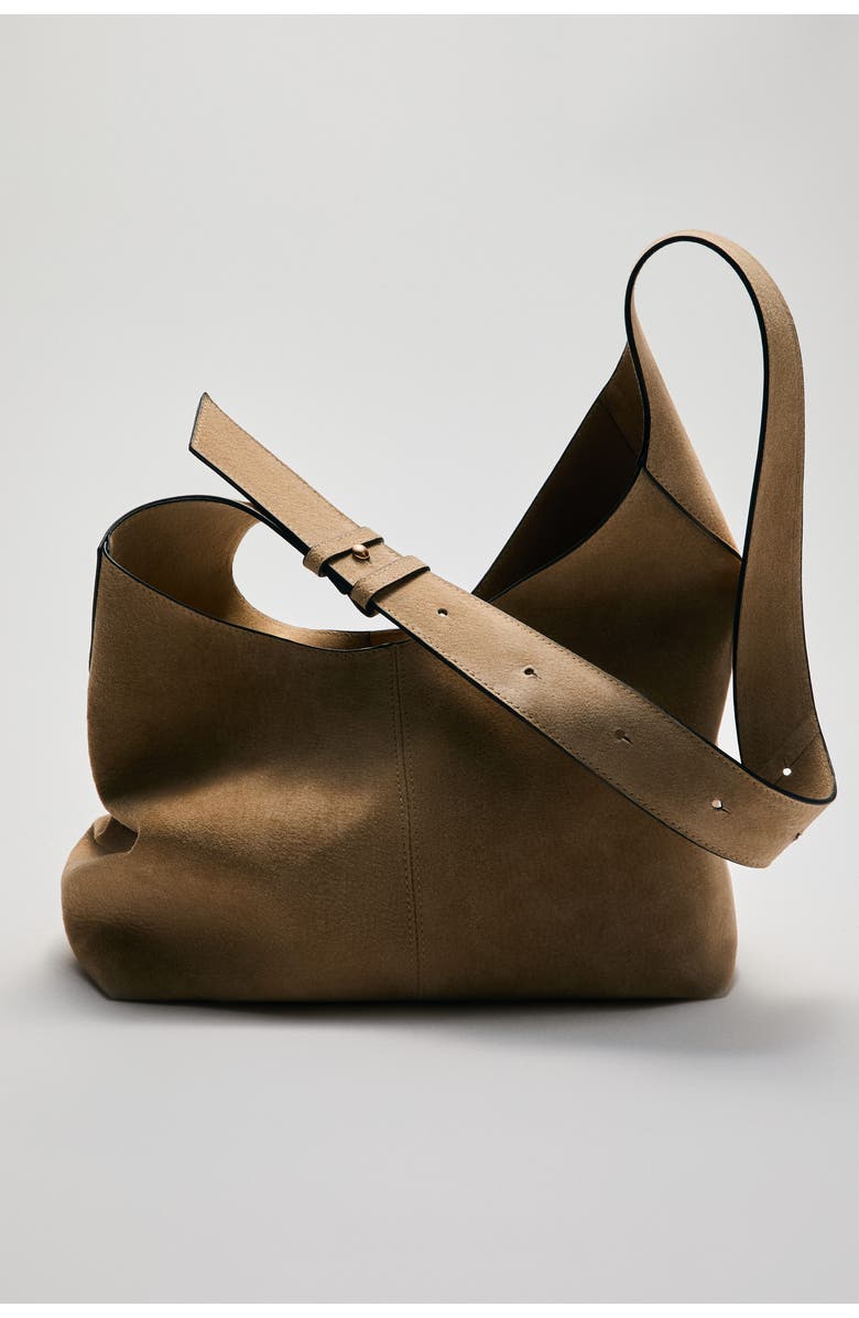 H&M Suede Shoulder Bag, Alternate, color, Beige