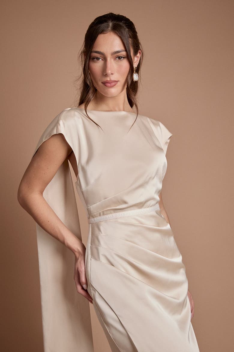Satin Tie Back Maxi Dress, Alternate, color, Champagne