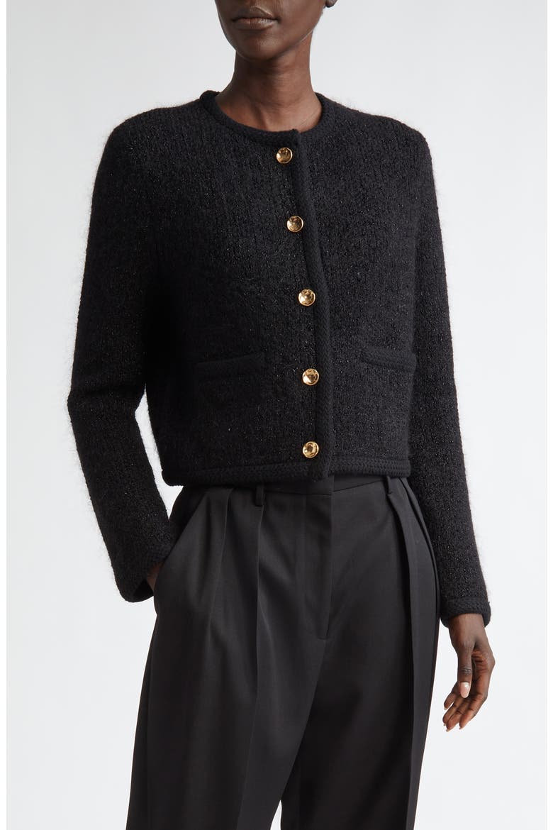 Napoline Tweed Crop Jacket, Main, color, BLACK