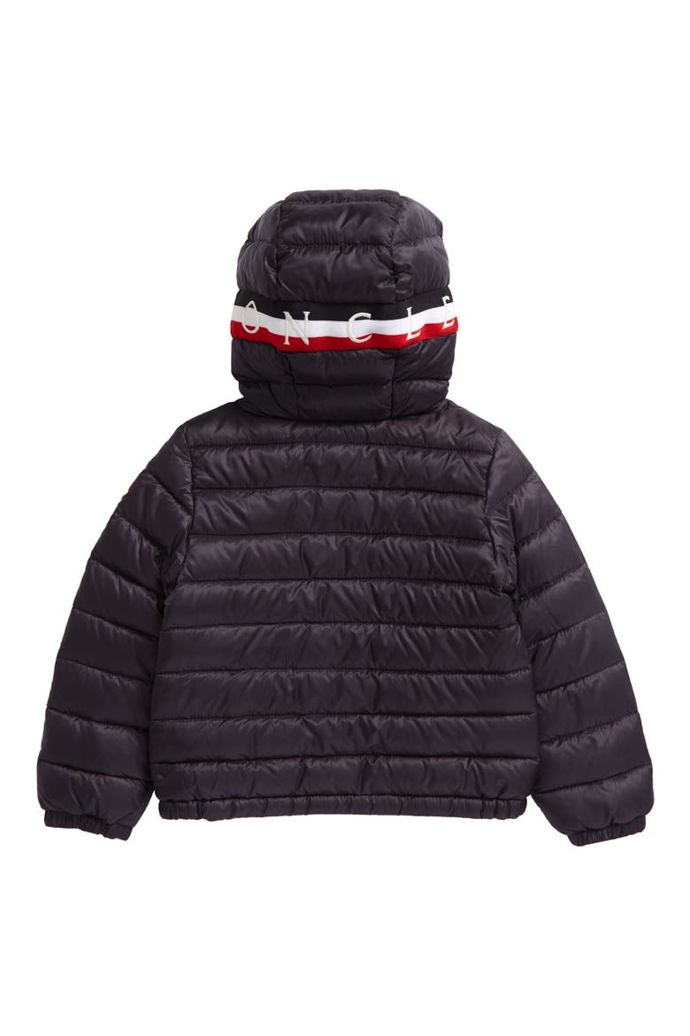 Kids' Gaddy Logo Hooded Down Puffer Jacket, Alternate, color, NAVY