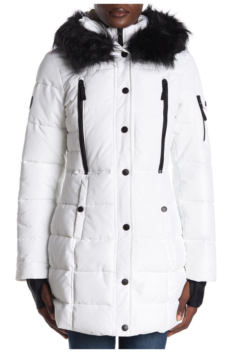 Nautica Faux Fur Trim Hooded Water-Resistant Parka Jacket, Alternate, color, 