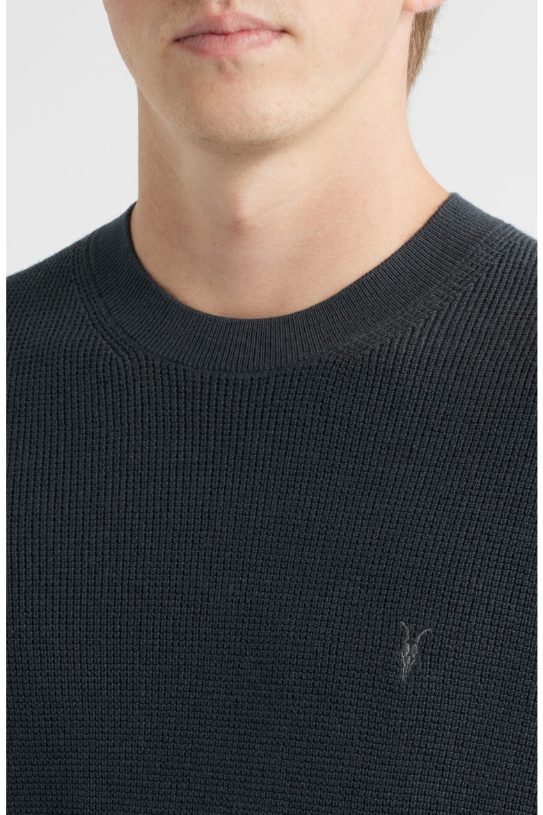 Oversize Cotton & Wool Waffle Crewneck Sweater, Alternate, color, BOND BLUE