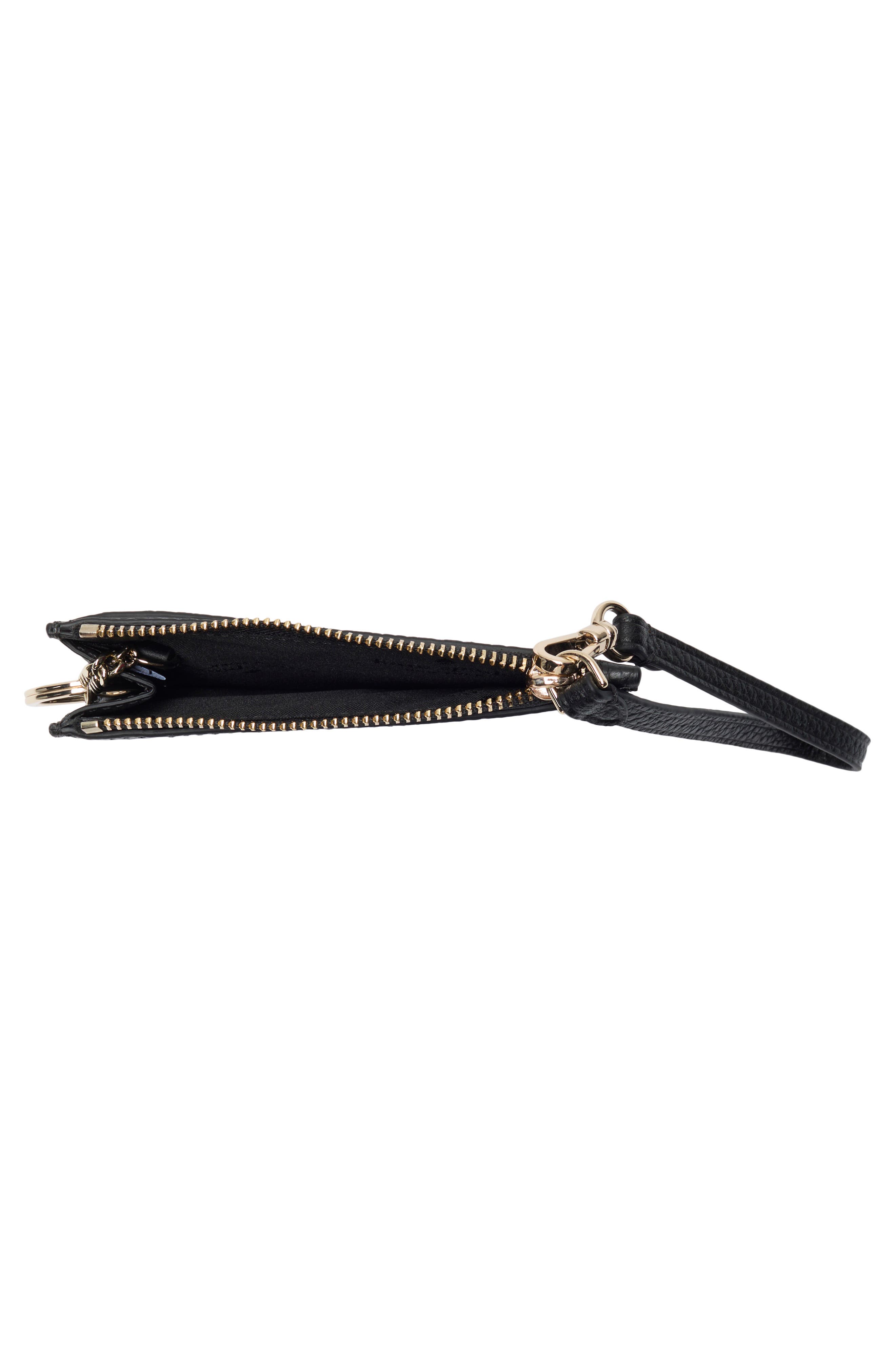 small lena leather card case, Alternate, color, BLACK