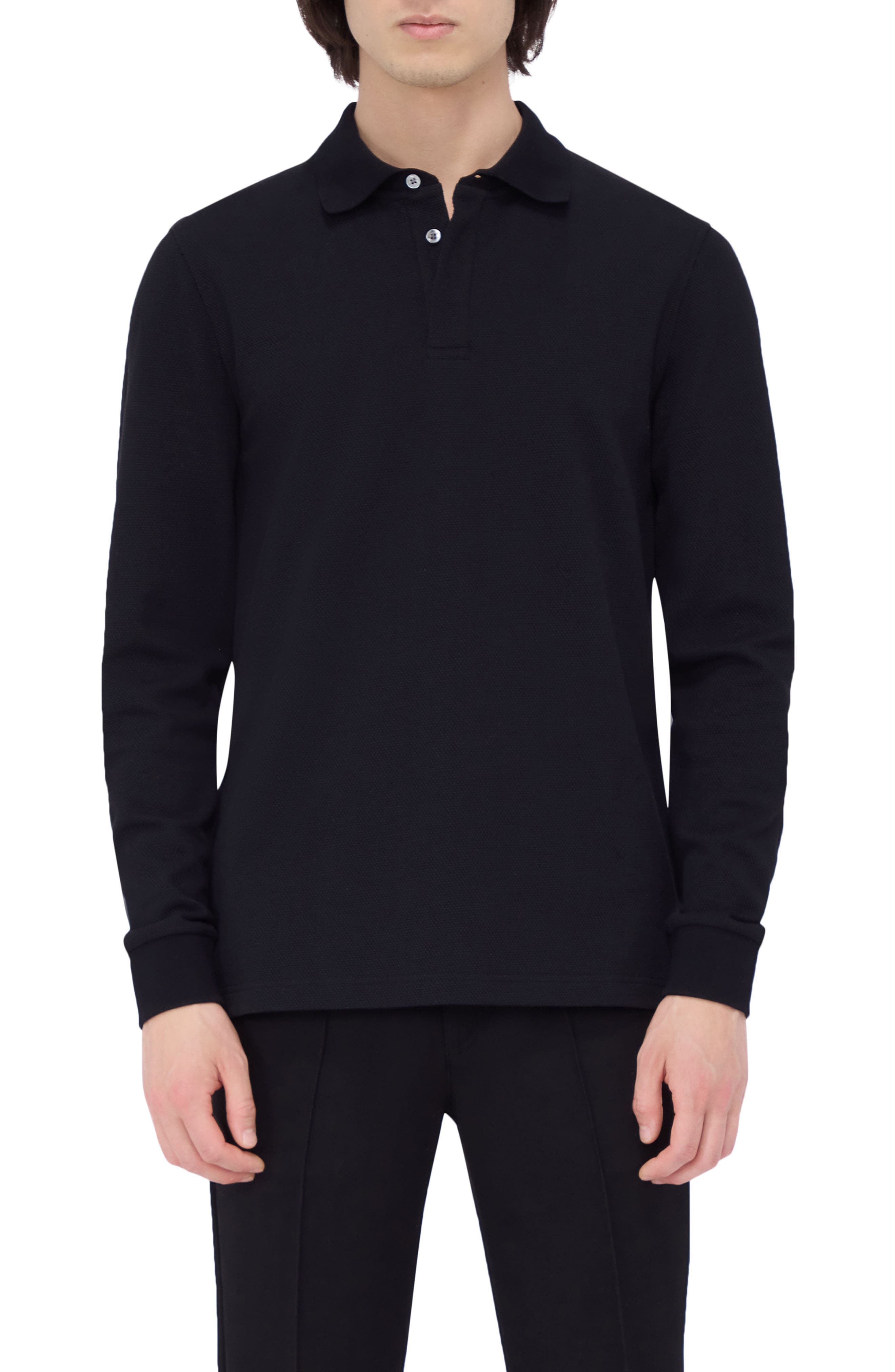 Bugatchi Honeycomb Knit Long Sleeve Polo