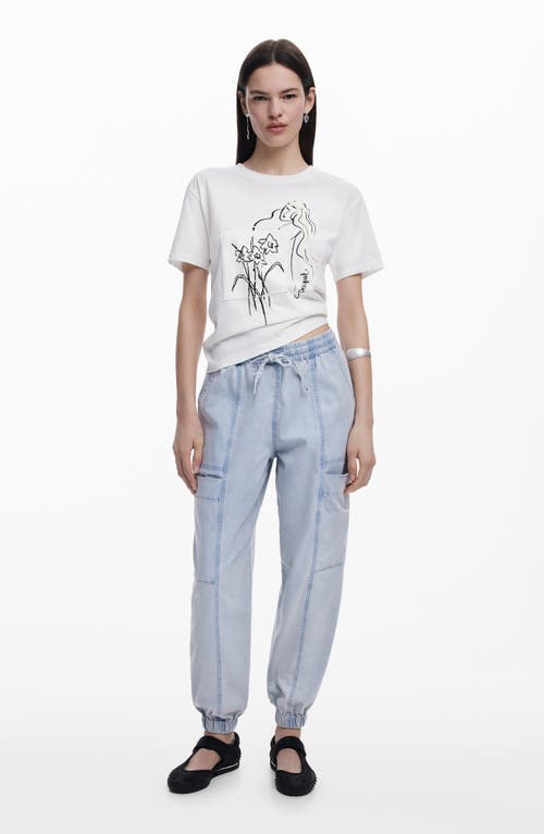 Desigual Chambray Cargo Joggers In Light Blue